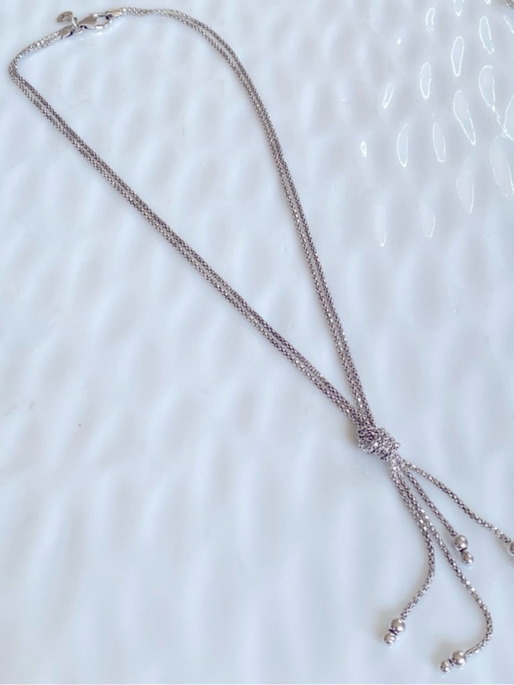 Silpada sterling Knot Lariat Necklace  17” inches “Not your Corporate Tie” N1497 - Picture 8 of 10